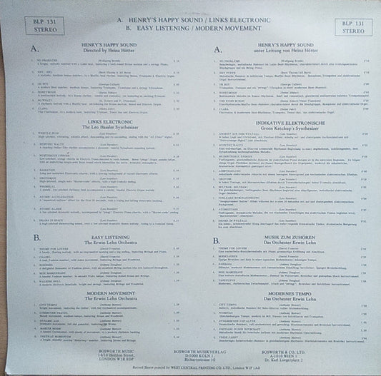 Henry's Happy Sound Directed By Heinz Hötter / The Leo Hassler Synthesizer / Orchester Erwin Lehn : Henry's Happy Sound / Links Electronic / Easy Listening / Modern Movement (LP)