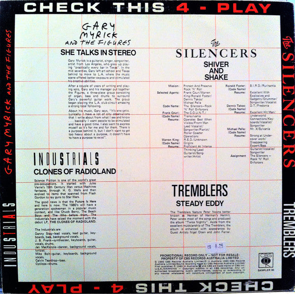 Gary Myrick & The Figures, The Tremblers, The Silencers (2), Industrials : 4 Play (12", Maxi, Promo, Smplr, Car)
