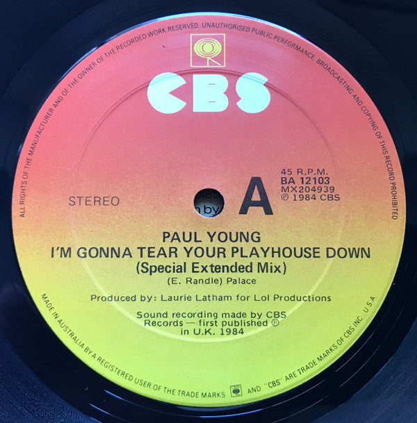 Paul Young : I'm Gonna Tear Your Playhouse Down (12", Maxi)