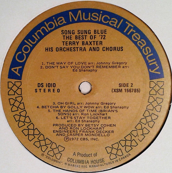 Terry Baxter His Orchestra & Chorus : Song Sung Blue - The Best Love Songs of '72 (LP, Album)