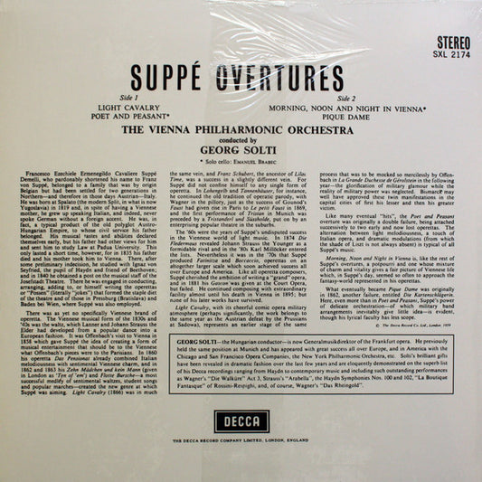 Georg Solti, Wiener Philharmoniker : Suppé Overtures (LP, RE)