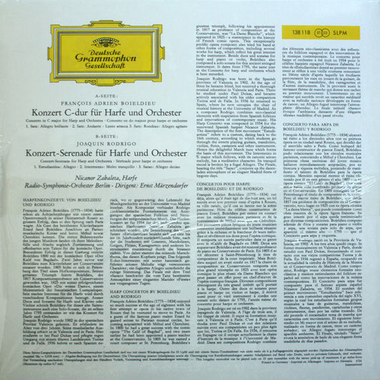 François-Adrien Boieldieu ‧ Joaquín Rodrigo / Nicanor Zabaleta · Radio-Symphonie-Orchester Berlin · Ernst Märzendorfer : Harfenkonzert C-dur · Harp Concerto In C Major - Konzert-Serenade Für Harfe Und Orchester · Concert-Serenade For Harp And Orchestra (LP, RE)