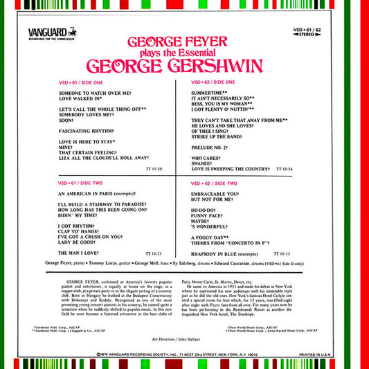 George Feyer : Plays The Essential George Gershwin (2xLP)