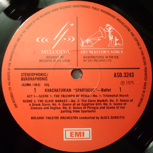 Aram Khatchaturian - Bolshoi Theatre Orchestra / Algis Žiūraitis : The Complete Spartacus Ballet (4xLP, Quad + Box)