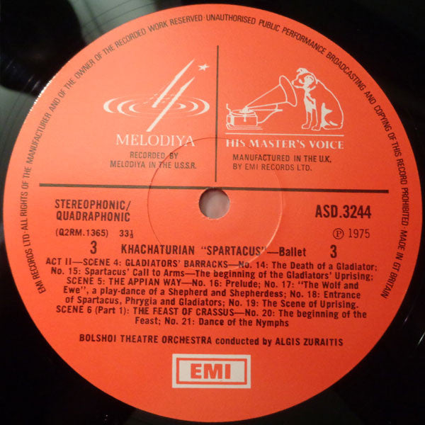 Aram Khatchaturian - Bolshoi Theatre Orchestra / Algis Žiūraitis : The Complete Spartacus Ballet (4xLP, Quad + Box)