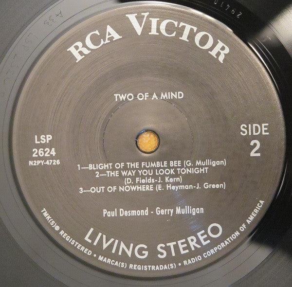 Paul Desmond, Gerry Mulligan : Two Of A Mind (LP, Album, RE, 180)