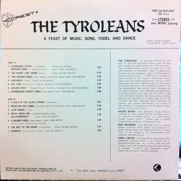 The Tyroleans : The Tyroleans (LP, Album)