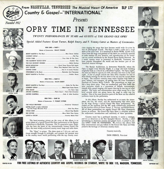 Various : Opry Time In Tennessee (LP, Comp, Mono)
