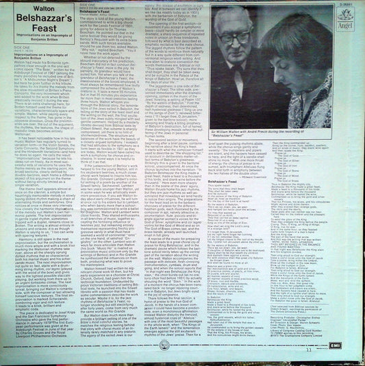 Sir William Walton, London Symphony Orchestra & London Symphony Chorus, André Previn : Belshazzar's Feast / Improvisations On An Impromptu Of Benjamin Britten (LP, Album, RP)