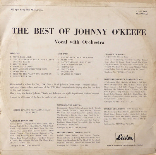 Johnny O'Keefe : The Best Of Johnny O'Keefe (LP, Comp, Mono)