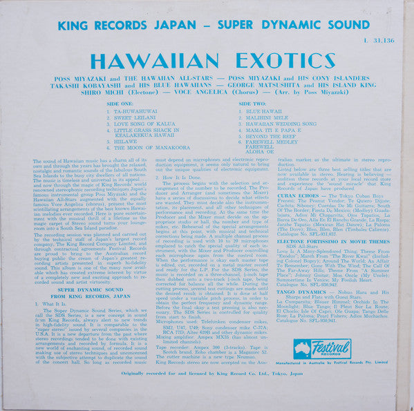 Poss Miyazaki & The Hawaiian All-Stars : Hawaiian Exotics (LP, Album, Mono, RE)