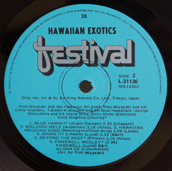 Poss Miyazaki & The Hawaiian All-Stars : Hawaiian Exotics (LP, Album, Mono, RE)