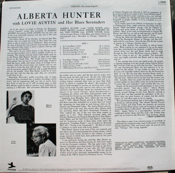 Alberta Hunter ,With Lovie Austin's Blues Serenaders : Chicago: The Living Legends (LP, Album, RE)