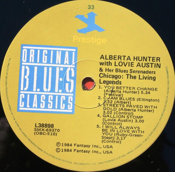 Alberta Hunter ,With Lovie Austin's Blues Serenaders : Chicago: The Living Legends (LP, Album, RE)