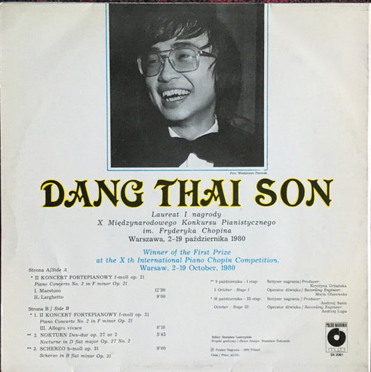 Chopin*, Dang Thai Son : Piano Concerto No. 2 / Nocturne In D Flat Major / Scherzo In B Flat Minor (LP)