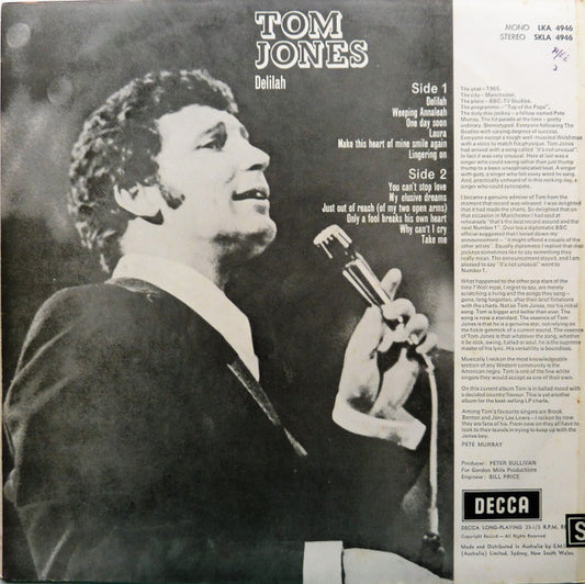 Tom Jones : Delilah (LP, Album)
