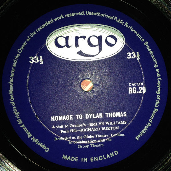Dylan Thomas, Various : Homage To Dylan Thomas (LP, Mono)