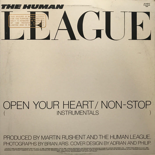 The Human League : Open Your Heart / Non-Stop (12", Single)