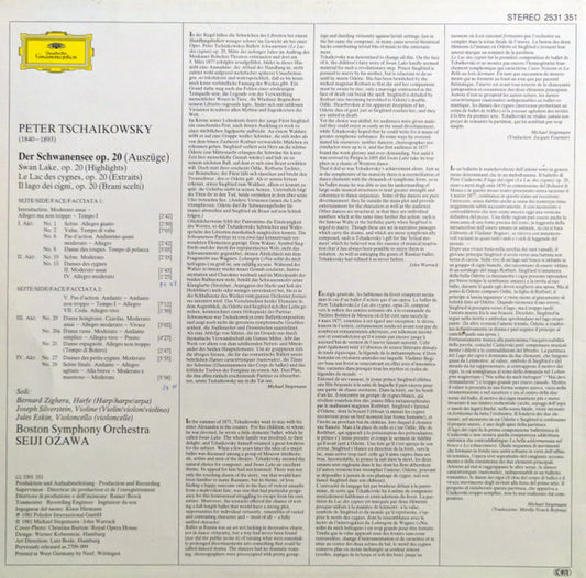 Pyotr Ilyich Tchaikovsky – Boston Symphony Orchestra · Seiji Ozawa : Schwanensee - Swan Lake (Auszüge · Highlights) (LP)