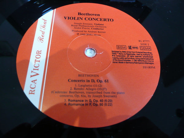 Ludwig van Beethoven, Joseph Swensen, Royal Philharmonic Orchestra, André Previn : Violin Concerto - 2 Romances (LP)