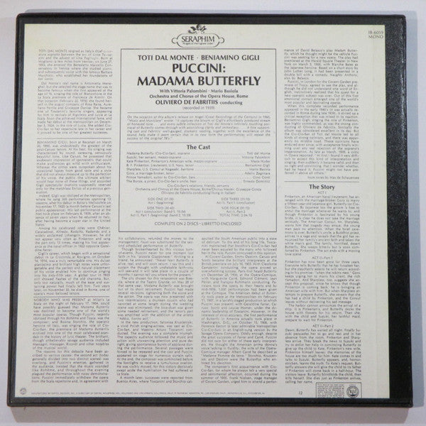Giacomo Puccini, Oliviero De Fabritiis, Beniamino Gigli, Toti Dal Monte : Madama Butterfly (2xLP, Mono + Box)