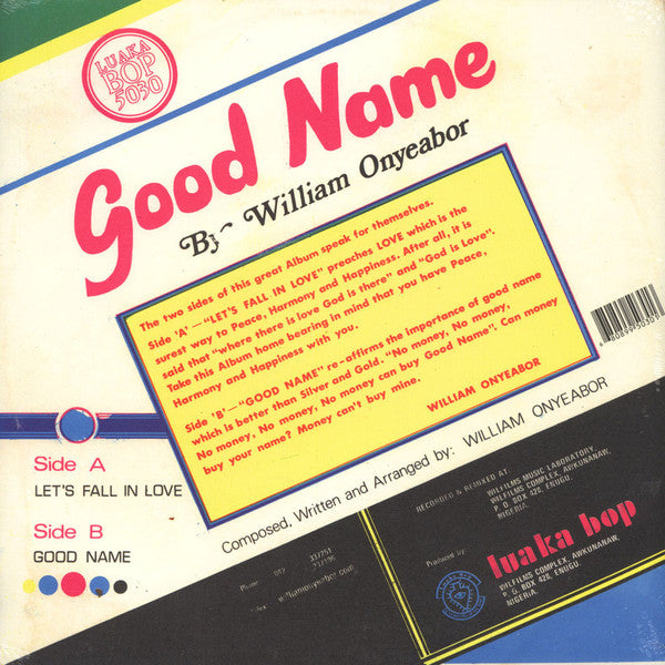 William Onyeabor : Good Name (LP, Album, MP, RE)