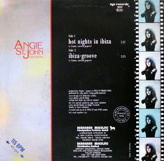 Angie St. John : Hot Nights In Ibiza (12")