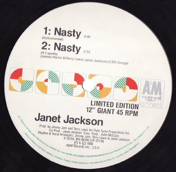 Janet Jackson : Nasty (12", Single, Ltd)