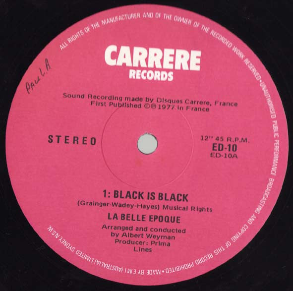 Belle Epoque : Black Is Black (12")