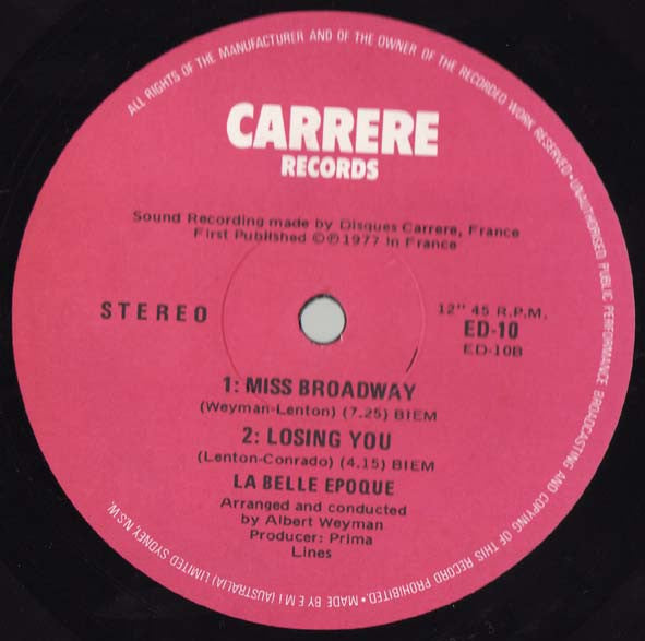 Belle Epoque : Black Is Black (12")