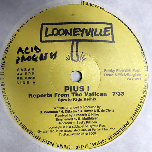 Pius I : Reports From The Vatican (12")