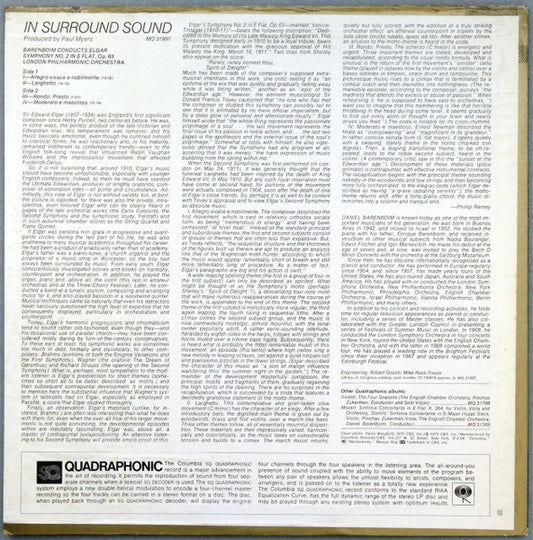 Daniel Barenboim Conducts Sir Edward Elgar - London Philharmonic Orchestra : Symphony No. 2 (LP, Album, Quad)
