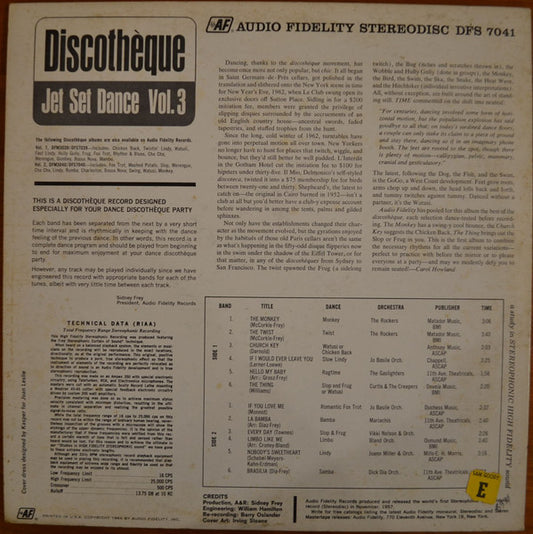Various : Jet Set Dance Discothèque Vol. 3 (LP, Comp)