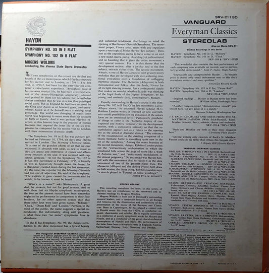 Joseph Haydn, Mogens Wöldike, The Vienna State Opera Orchestra* : Symphony #99 & 102 (LP, Album)