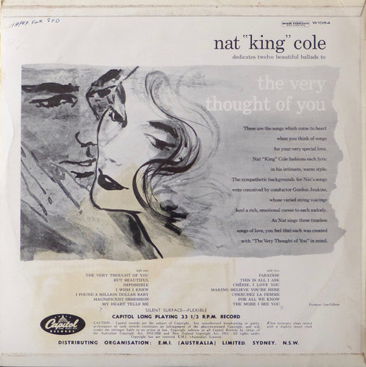 Nat King Cole, Gordon Jenkins And His Orchestra : The Very Thought Of You (LP, Album, Mono)