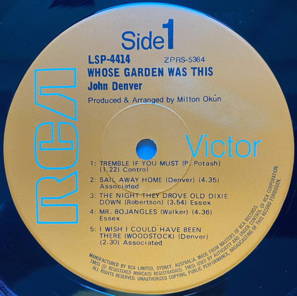 John Denver : Whose Garden Was This (LP, Album)