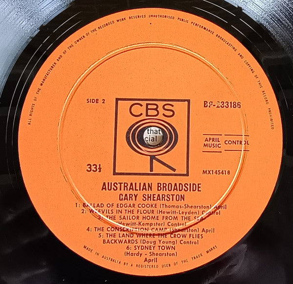 Gary Shearston : Australian Broadside (LP, Album, Mono, )