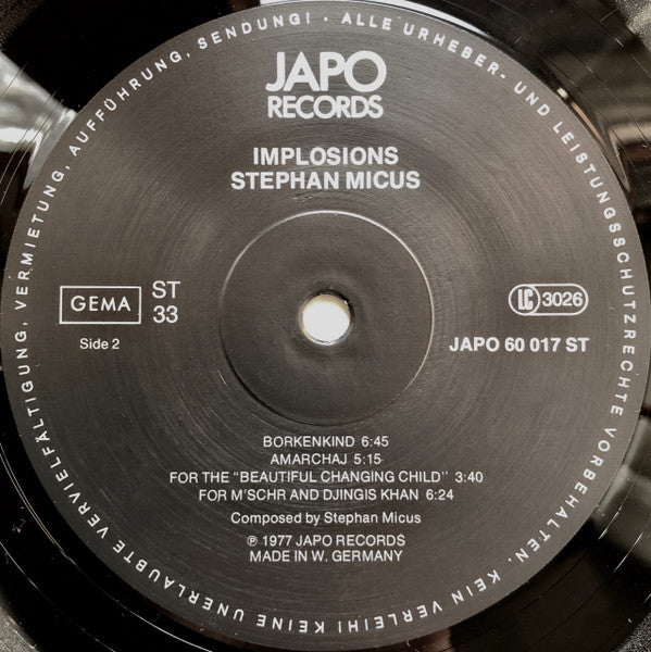 Stephan Micus : Implosions (LP, Album)