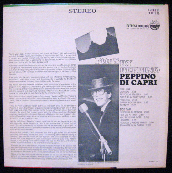 Peppino Di Capri : Pops By Peppino (LP)