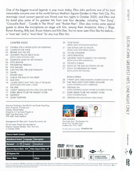 Elton John : Greatest Hits - One Night Only (DVD-V, Multichannel, PAL)