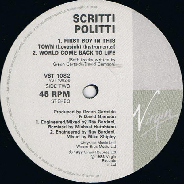 Scritti Politti : First Boy In This Town (Lovesick) (12", Single)