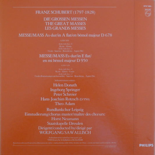 Franz Schubert | Helen Donath • Peter Schreier • Theo Adam - Staatskapelle Dresden • Wolfgang Sawallisch : Die Grossen Messen (2xLP + Box)