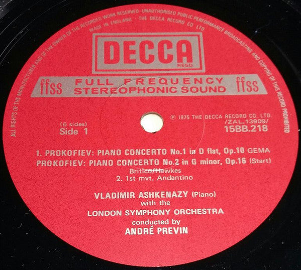 Sergei Prokofiev, London Symphony Orchestra, Vladimir Ashkenazy • André Previn : The Five Piano Concertos (3xLP + Box)