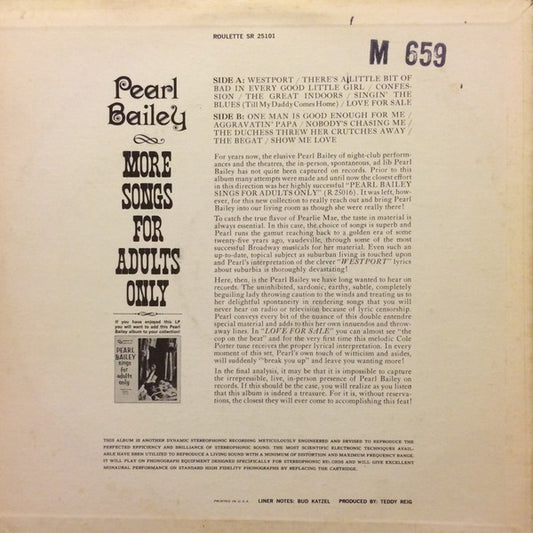 Pearl Bailey : More Songs For Adults Only (LP, Album, RE)