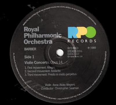 Samuel Barber / Max Bruch, Royal Philharmonic Orchestra, Anne Akiko Meyers, Christopher Seaman : Violin Concerto / Violin Concerto No 1 (LP)