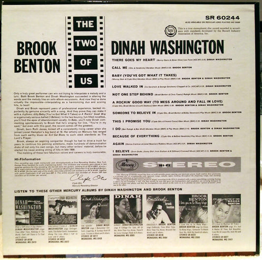 Dinah Washington And Brook Benton : The Two Of Us (LP, Album)