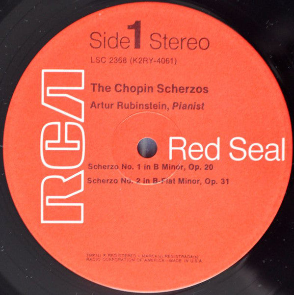 Frédéric Chopin, Arthur Rubinstein : The Chopin Scherzos (LP, RE)