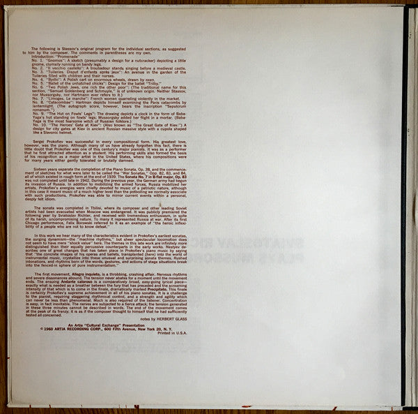Sviatoslav Richter - Modest Mussorgsky, Sergei Prokofiev : Pictures At An Exhibition · Sonata No. 7 In B-Flat Major, Op. 83 (LP, Album, Mono, Gat)