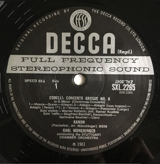 Arcangelo Corelli, Carlo Ricciotti, Christoph Willibald Gluck, Johann Pachelbel, Stuttgarter Kammerorchester, Karl Münchinger : Concerto Grosso No.8 (Christmas Concerto) (LP, RE, RM, 180)