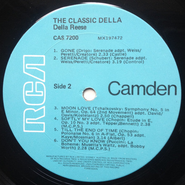 Della Reese : The Classic Della (LP, Album, RE)